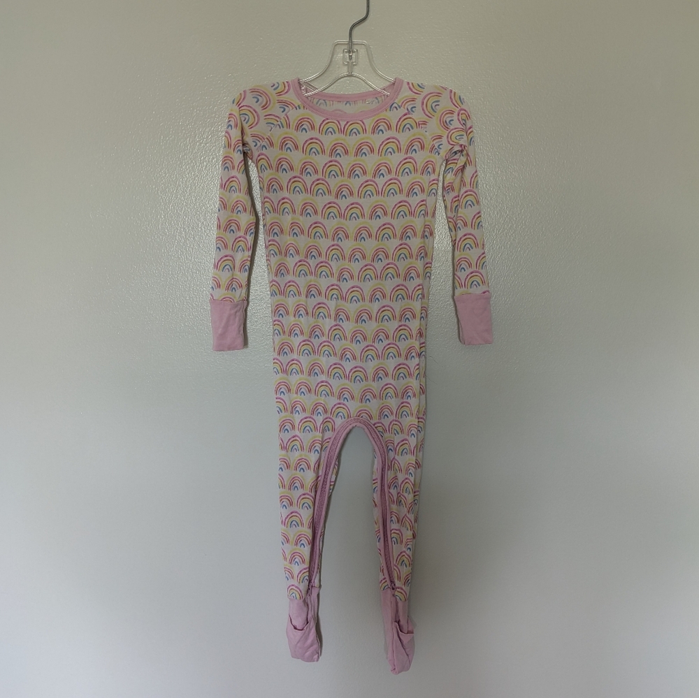 Little Sleepies Pastel Rainbows Crescent Zippy Pajamas One Piece Pink 18-24